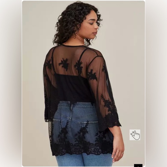 Torrid Embroidery Mesh Kimono size 1 - Picture 2 of 12